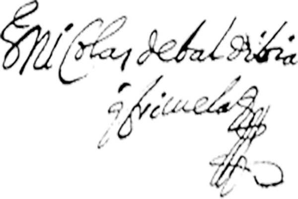 Signature of Don Nicolas de Baldibia y Brisuela